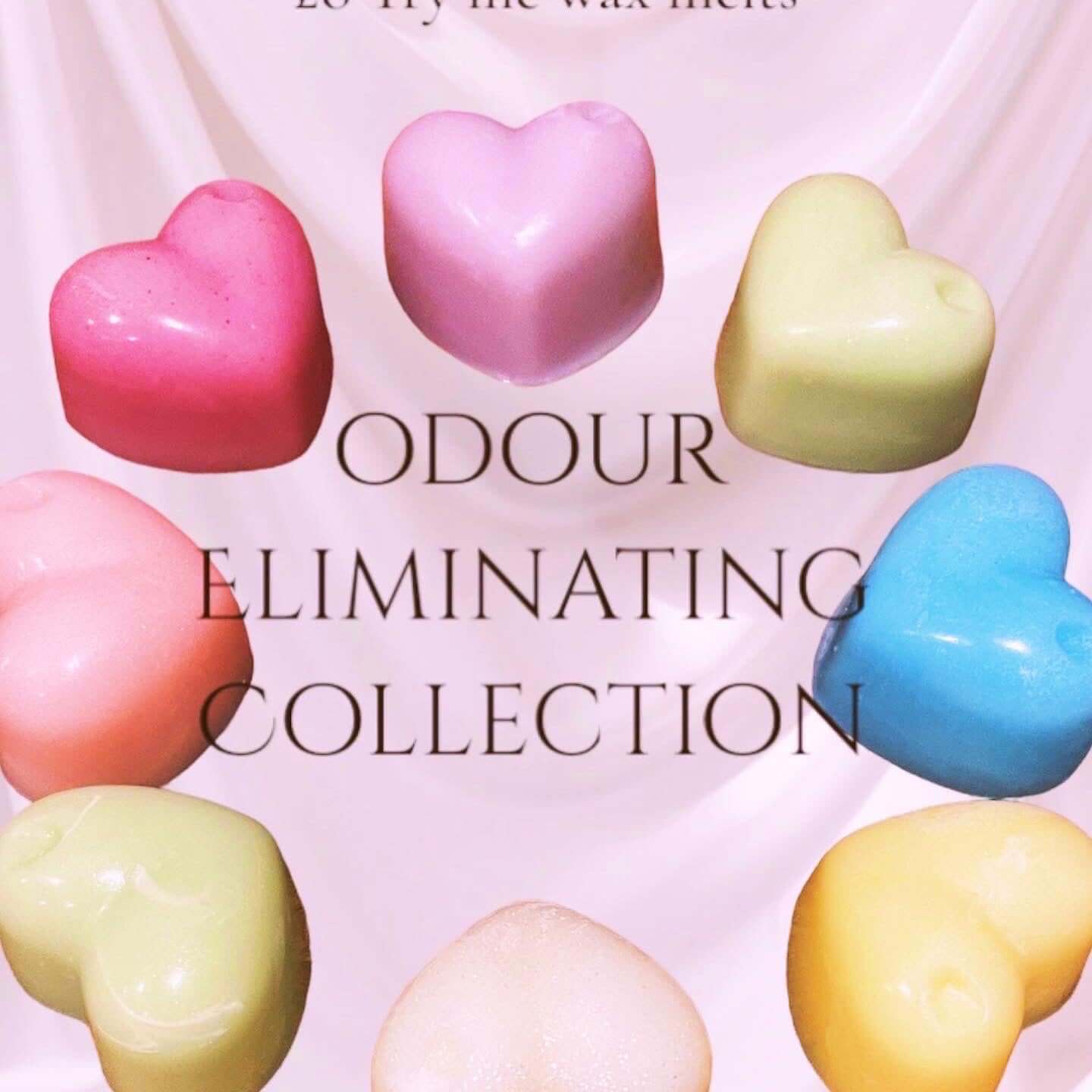 Heart-shaped odour eliminating wax melts in various colors and fragrances